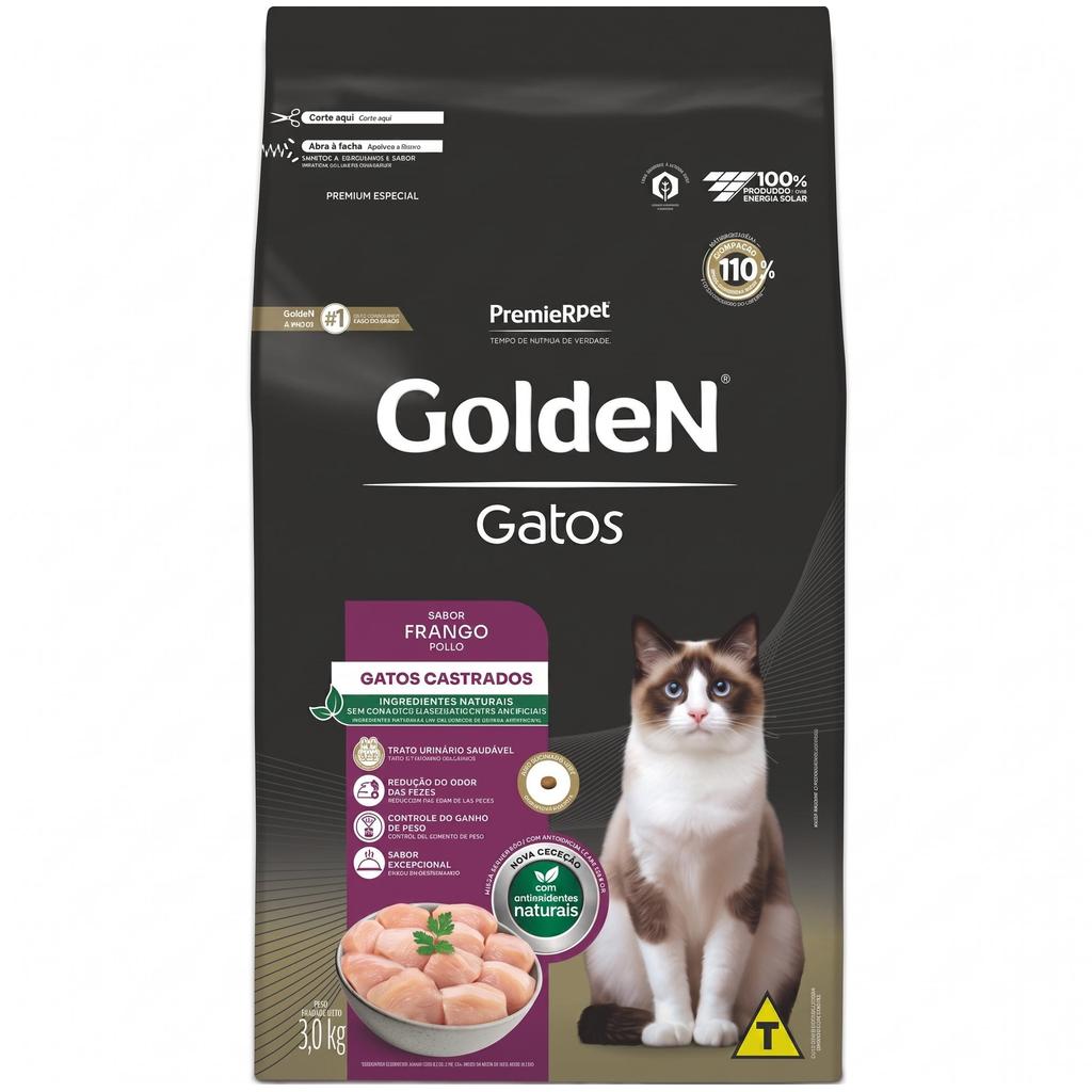 Ração Seca PremieR Pet GoldeN Gatos Castrados Frango 3Kg