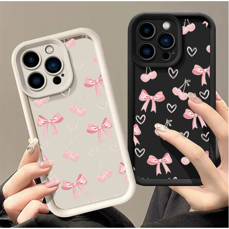Invólucro Para Samsung Galaxy S26 FE S26 S25 S24 Ultra A27 A57 A37 A17 A07 A56 A26 A36 A16 A06 5G Arco Rosa Cereja Amor 