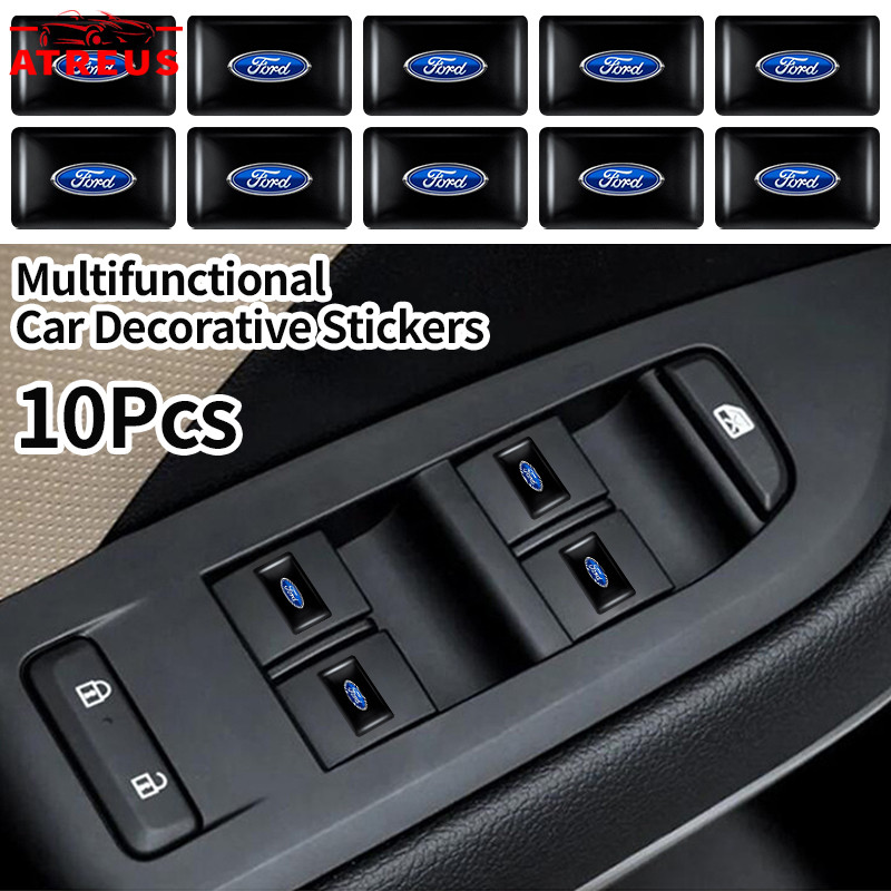 10 Pçs Ford Adesivo Logo Carro Quadrado 3D 10x18mm Decorativo Para Ford Ranger Ka Focus mk2 Fiesta Fusion