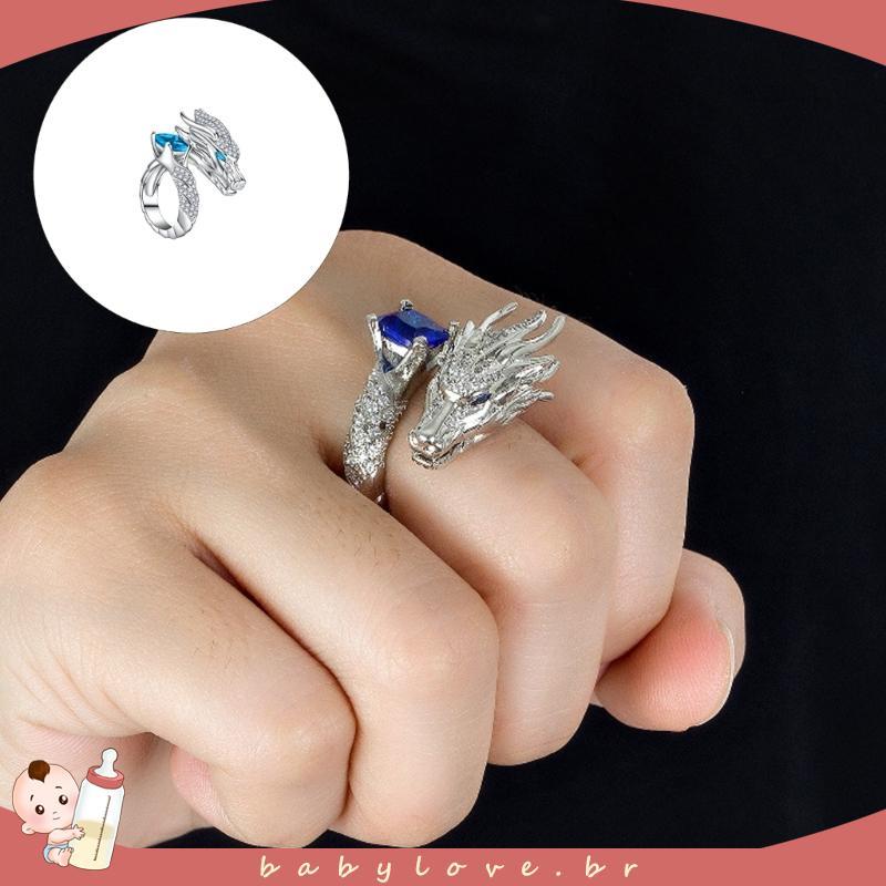 BABYLOVE Elegante Banhado A Ouro Chinês Loong Anel Decorado Com Diamantes Acessório Unissex Acessórios De Joias De Moda