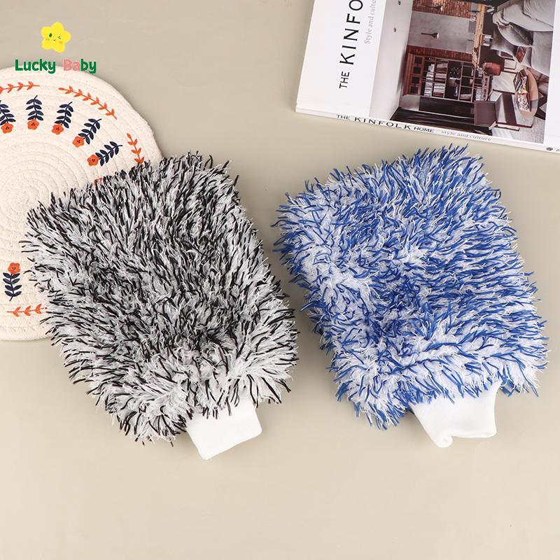 [Luckybaby-t] 1 Peça Luvas De Limpeza De Pelúcia Dupla Face Para Lavagem De Carro Microfibra Antiderrapante Fácil De Lim
