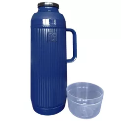 Garrafa Térmica Termolar Mundial 1L Azul Anoitecer Ampola de Vidro Rolha Clean Para Café Chá e Leite