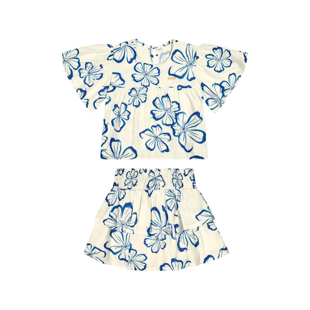 Conjunto Infantil Menina Floral Hibisco Colorittá Bege