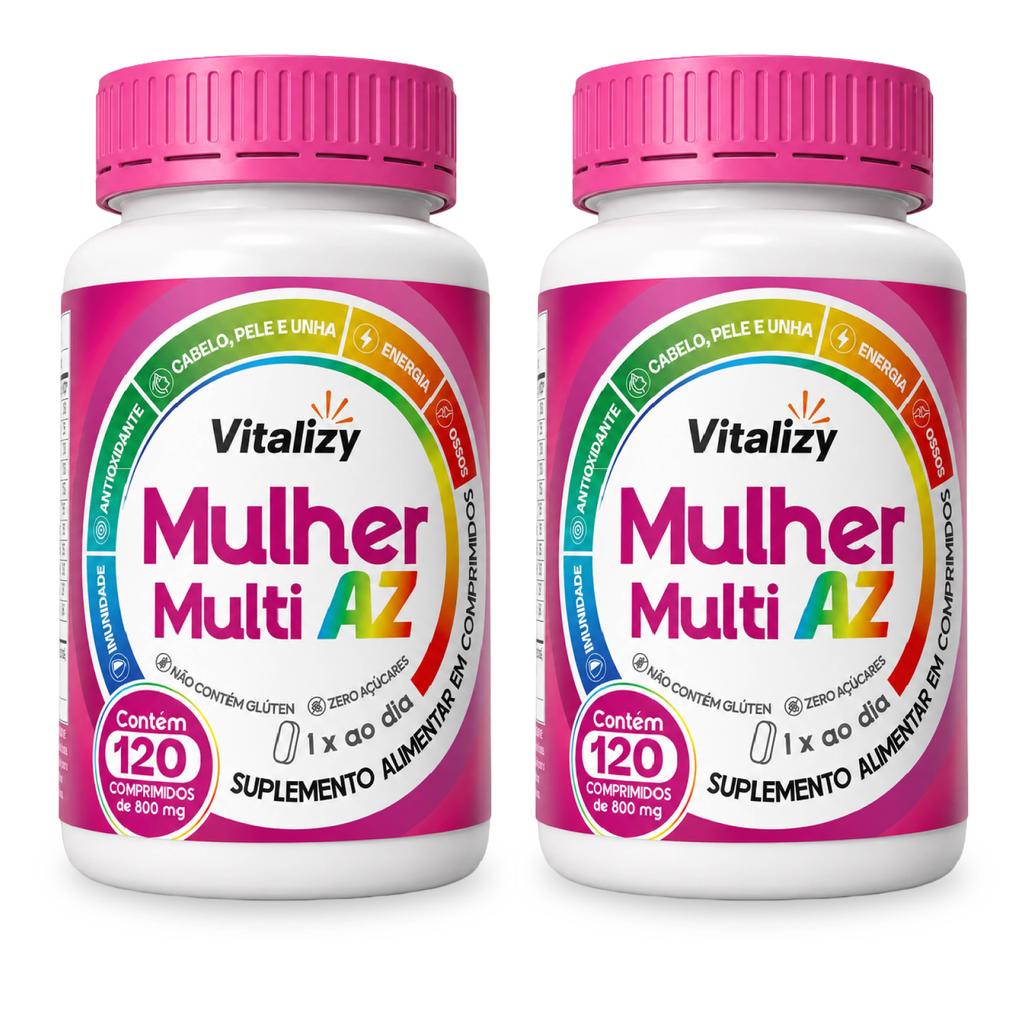 Kit 2x120 Comprimidos Multivitamínico Mulher Polivitamínico Completo Vitaminas e Minerais A a Z 800mg