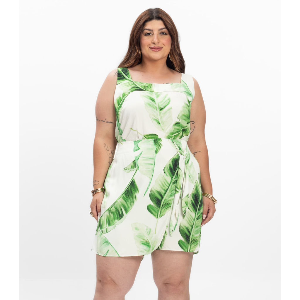 Shorts Saia Feminino Plus Size Secret Glam Bege