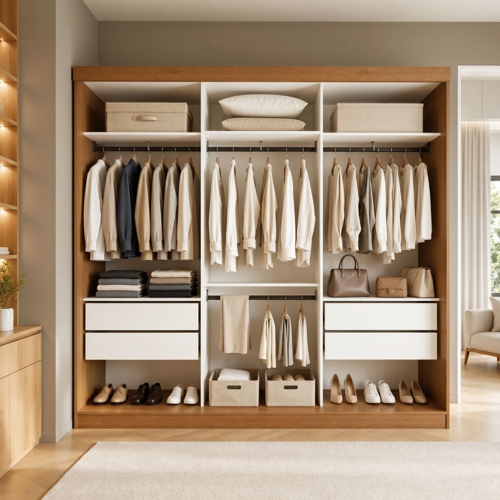 Closet Casal sem Portas 4 Gavetas Paris Yescasa Marrom/Carvalho Carvalho
