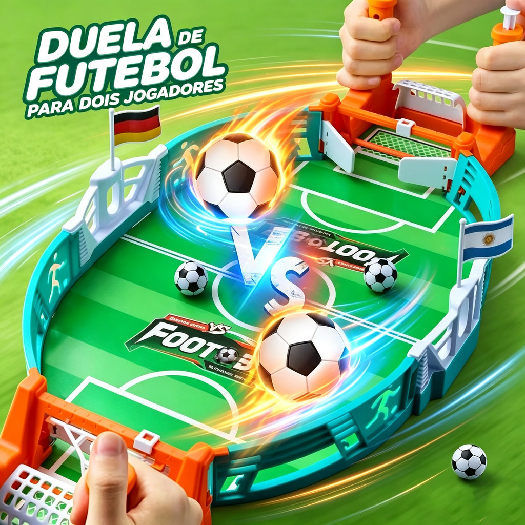 Jogo de Futebol de Mesa Infantil 2 Jogadores com Lançadores e Placar Brinquedo Interativo  bomm