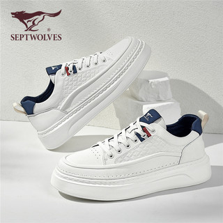 Sete lobos tênis masculinos verão novo estilo branco All-Match sapatos da moda sapatos casuais de couro na moda sapatos 