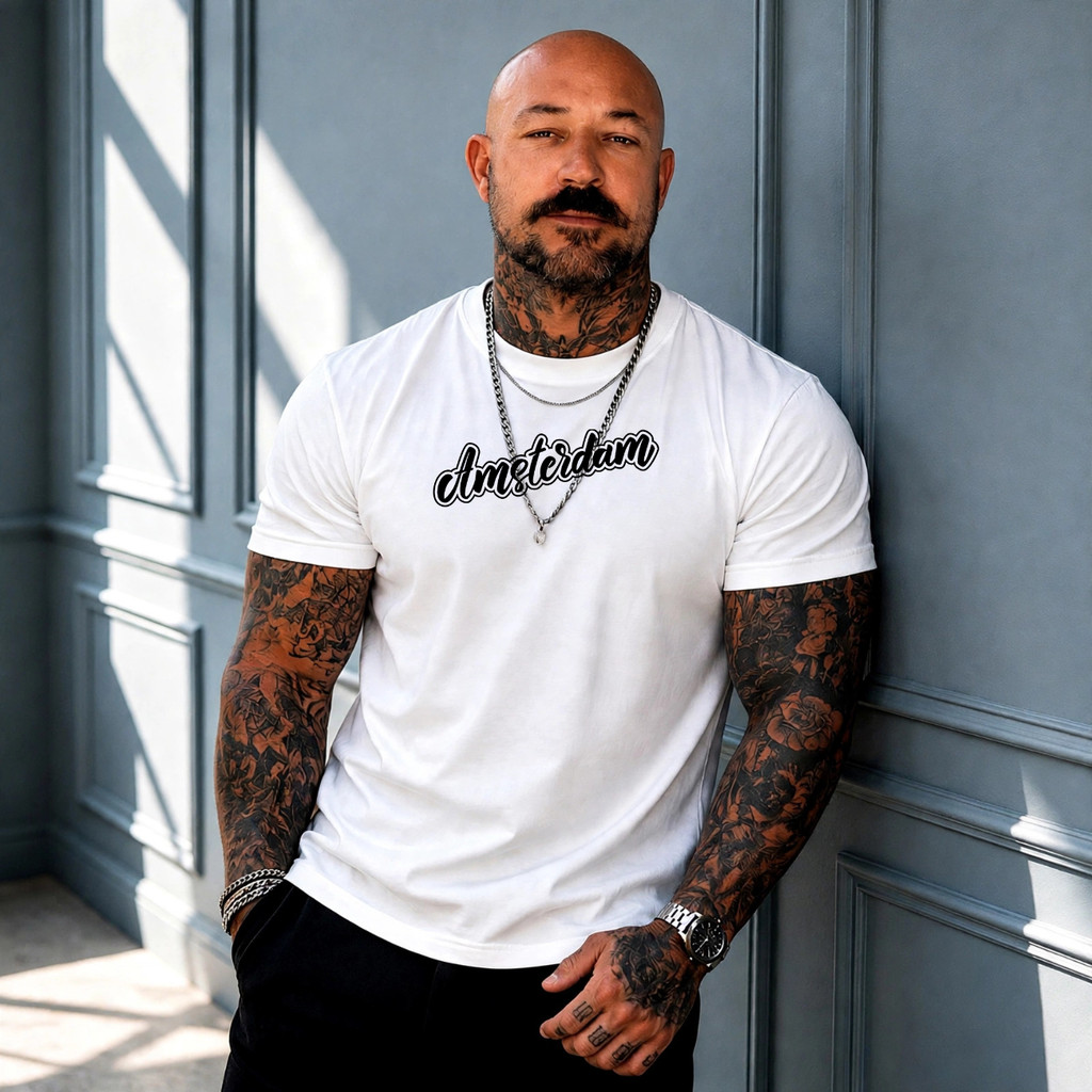 Camiseta Masculina Amsterdam Estampada 100% algodão Malha Premium Tecido Casual t shirt Cross Esporte Exercício Fitness