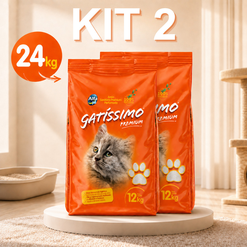 Kit 2 Areia Fina Sanitária Com Perfume Premium Higiênica Granulado Para Gatos Gatissimo .2.4.k.g