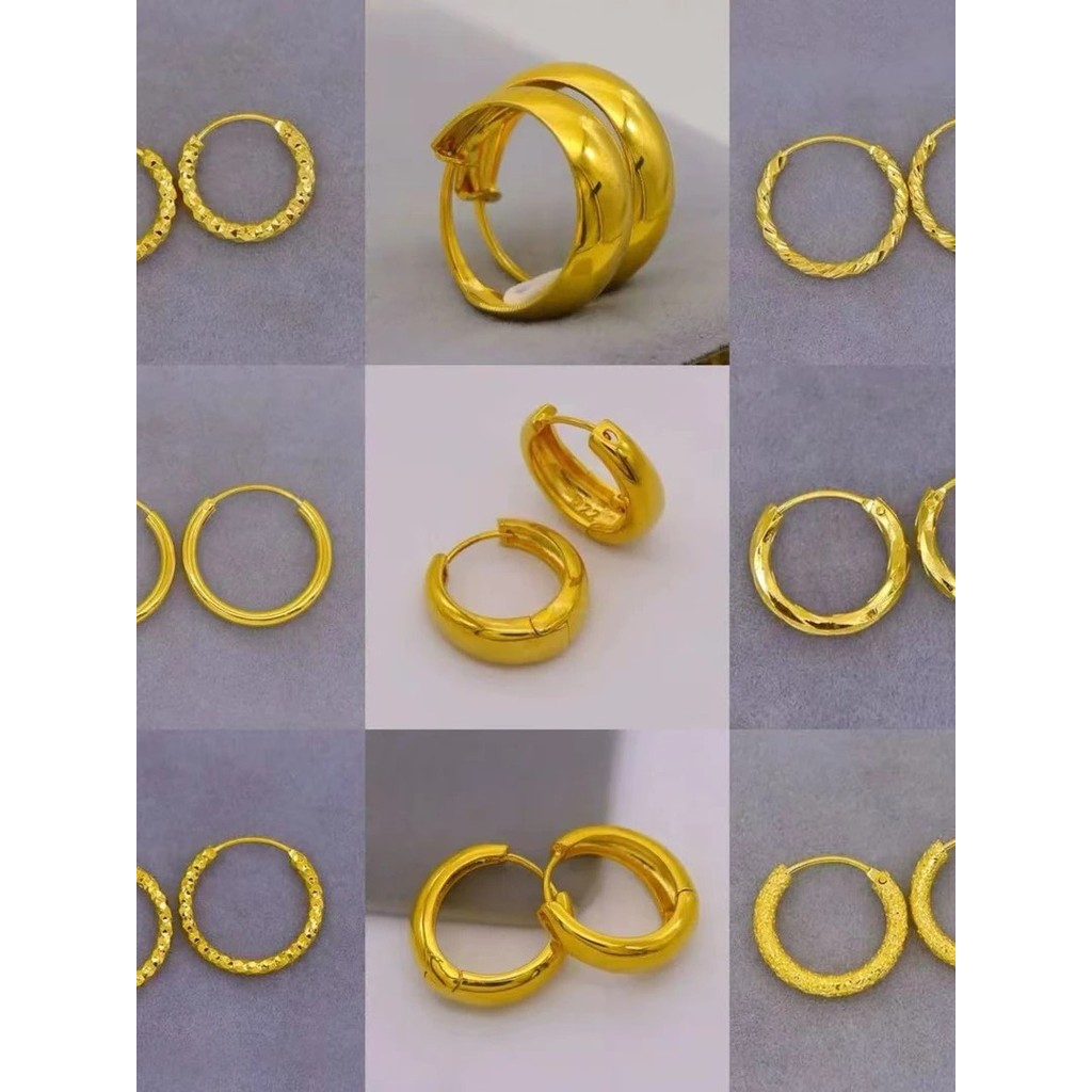 Brincos de argola de ouro areia feminino estilo moda All-Match anel brincos simulação banhado a ouro simples brincos de 