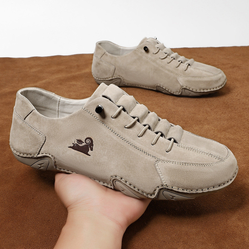 Sapatos masculinos de couro genuíno de camada superior, sapatos casuais masculinos de cano baixo, sapatos Martin, polvo