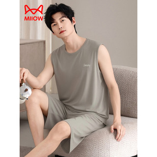 Gato pessoas Modal pijamas masculino verão sem mangas colete Shorts estilo fino verão gelo seda masculino Homewear terno
