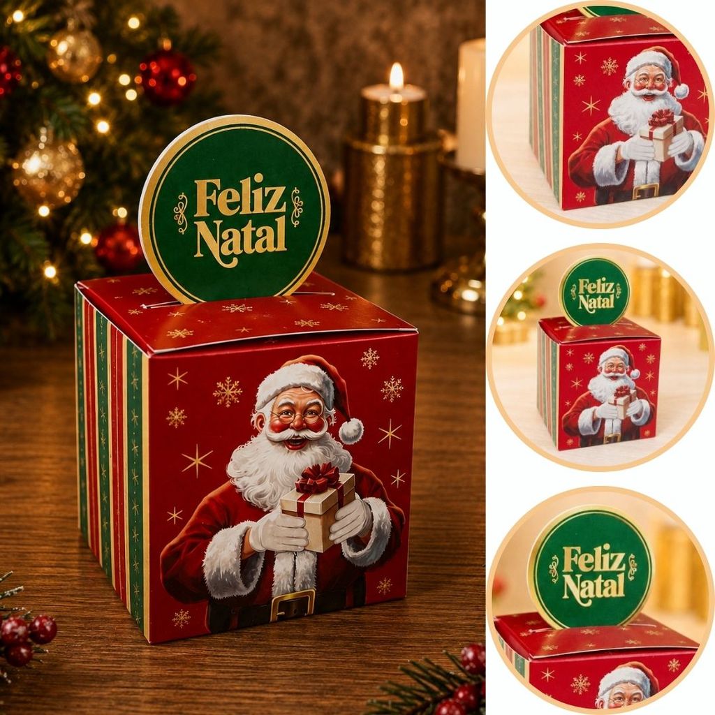 10 MINI CAIXA LEMBRANCINHA POP UP NATAL 7X7X7 6183 ( NATAL IDEIA 2026 )