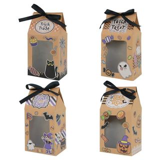 Caixa de doces de halloween Vertical papel Kraft janela caixa de biscoitos caixa de doces de casamento caixa de papel de