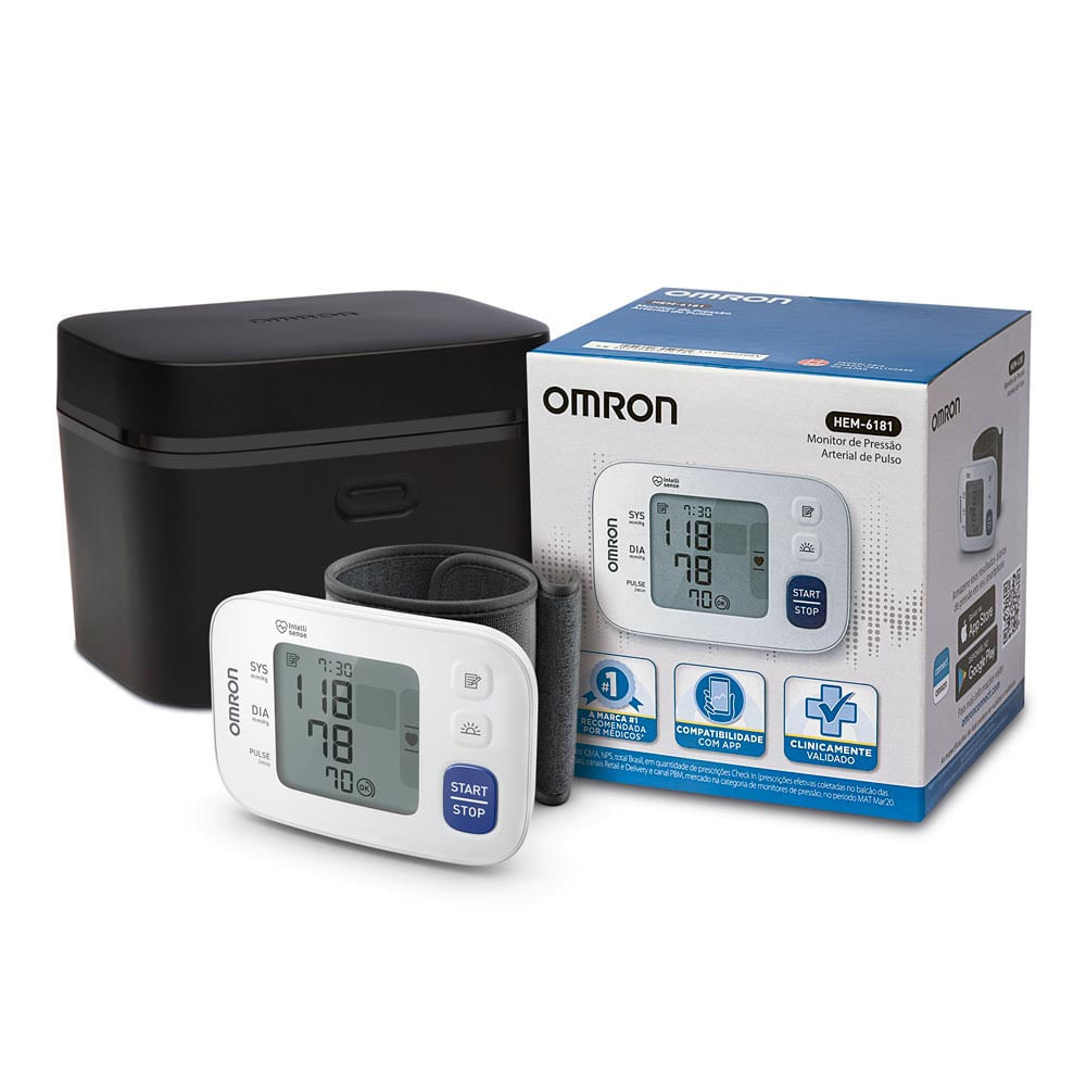 Aparelho de Pressão Omron Automático Pulso HEM 6181 com 1 Unidade