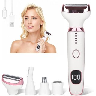 Aparelho de Barbear Elétrico para Mulheres e Homens, 4 em 1 Recarregável com Display LED, Removedor de Pelos Faciais, Ap