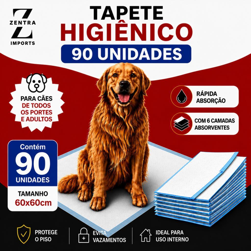 90 Tapete Grande Absorvente Fralda Pet Descartável 60x60 Cão
