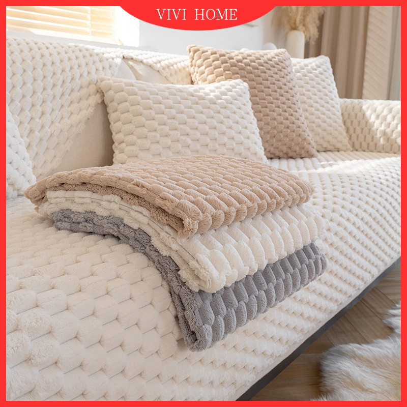 Capa De Sofá 1 2 3 4 Lugares Em Forma De l Nordic Simplicidade Toalha Slipcover Cobertor Almofada De Pelúcia Traseira