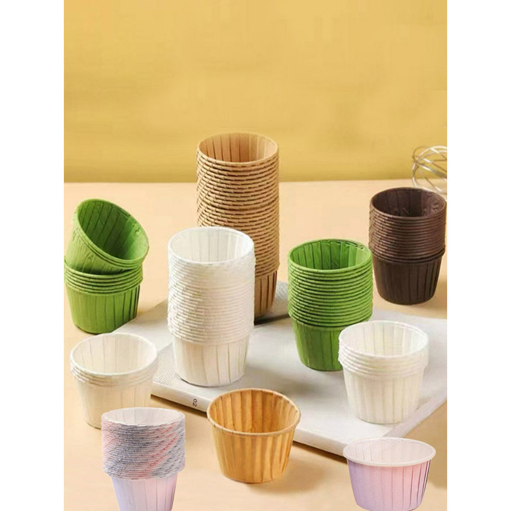 Copo de papel para Cupcake, copo de papel com borda enrolada, suporte de papel pequeno, molde para Muffin, fritadeira de