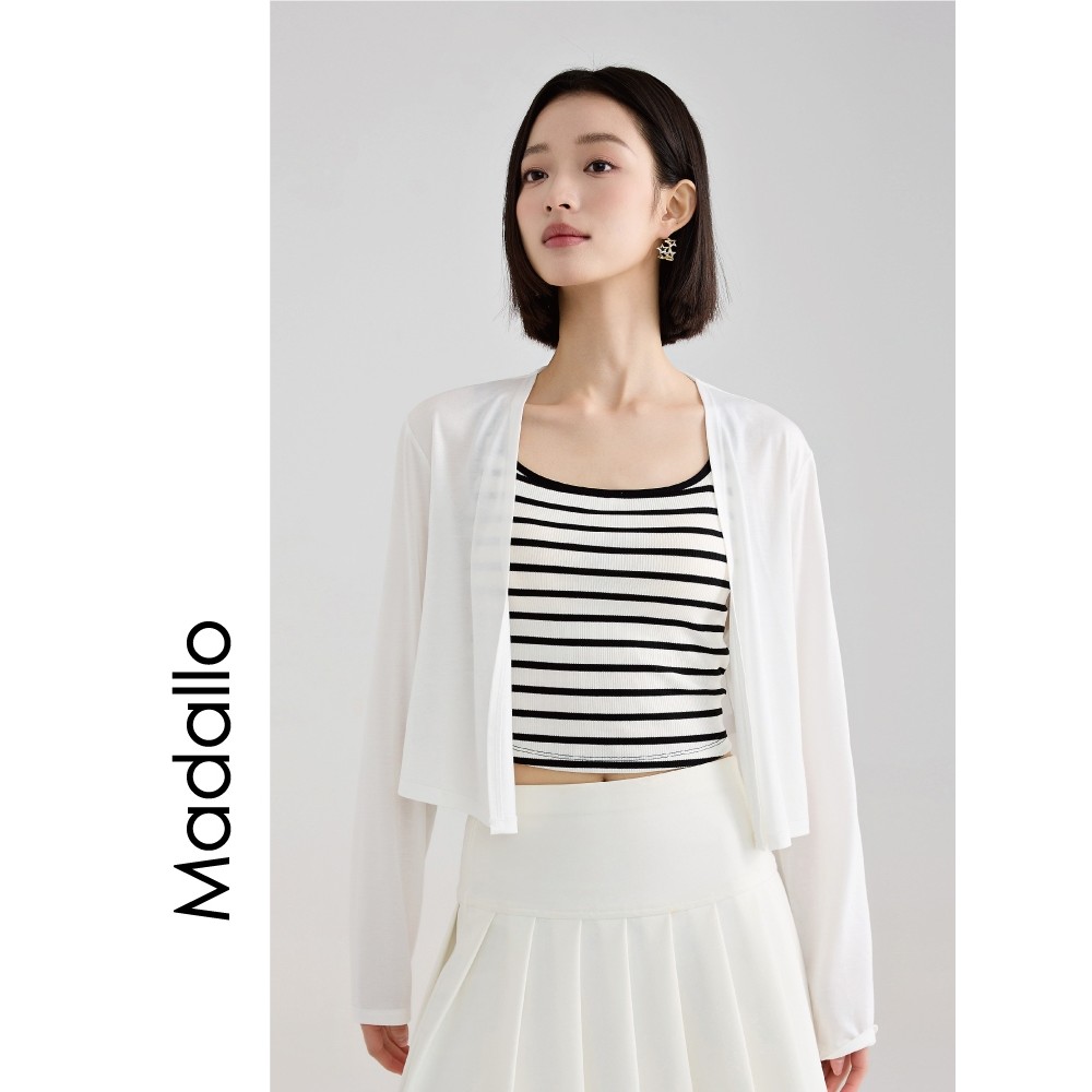 Cardigan exterior verão fino feminino blusa de malha de seda gelo branco ar condicionado camisa jaqueta luz curto topo p