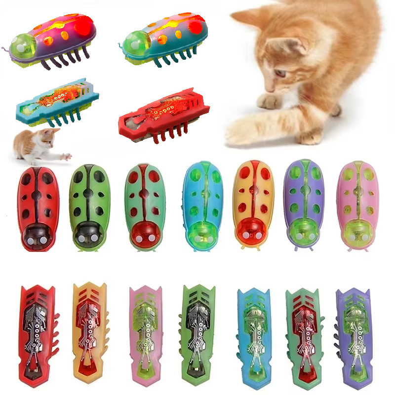 Bugs Elétricos Brinquedo Do Gato Com Luz Fuga Automática Mini Robô Bug Vibração Inseto Brinquedos Para Gatos A Pilhas Ba