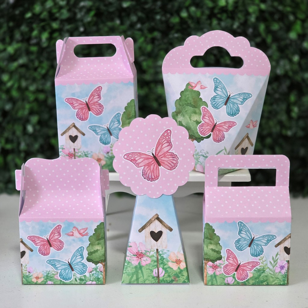 Kit Caixinhas JARDIM DAS BORBOLETAS ENCANTADO festa infantis lembrancinhas aniversario mimos decoração personalizados