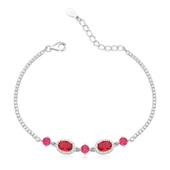 Pulseira Feminina de Prata 925 Riviera com Rubi Cravejada