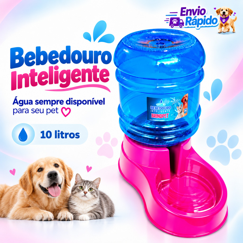 Bebedouro Automático 10 Litros Cachorros e Gatos Resistente Viagem Fonte