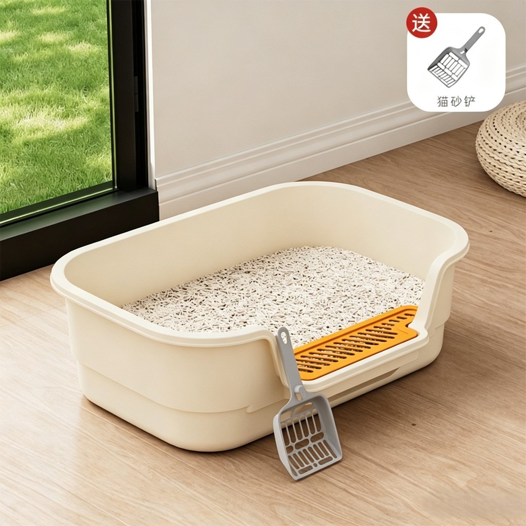 Caixa de areia para gatos, à prova de respingos, Semi-fechada, banheiro para gatos, tipo aberto, caixa de areia para gat