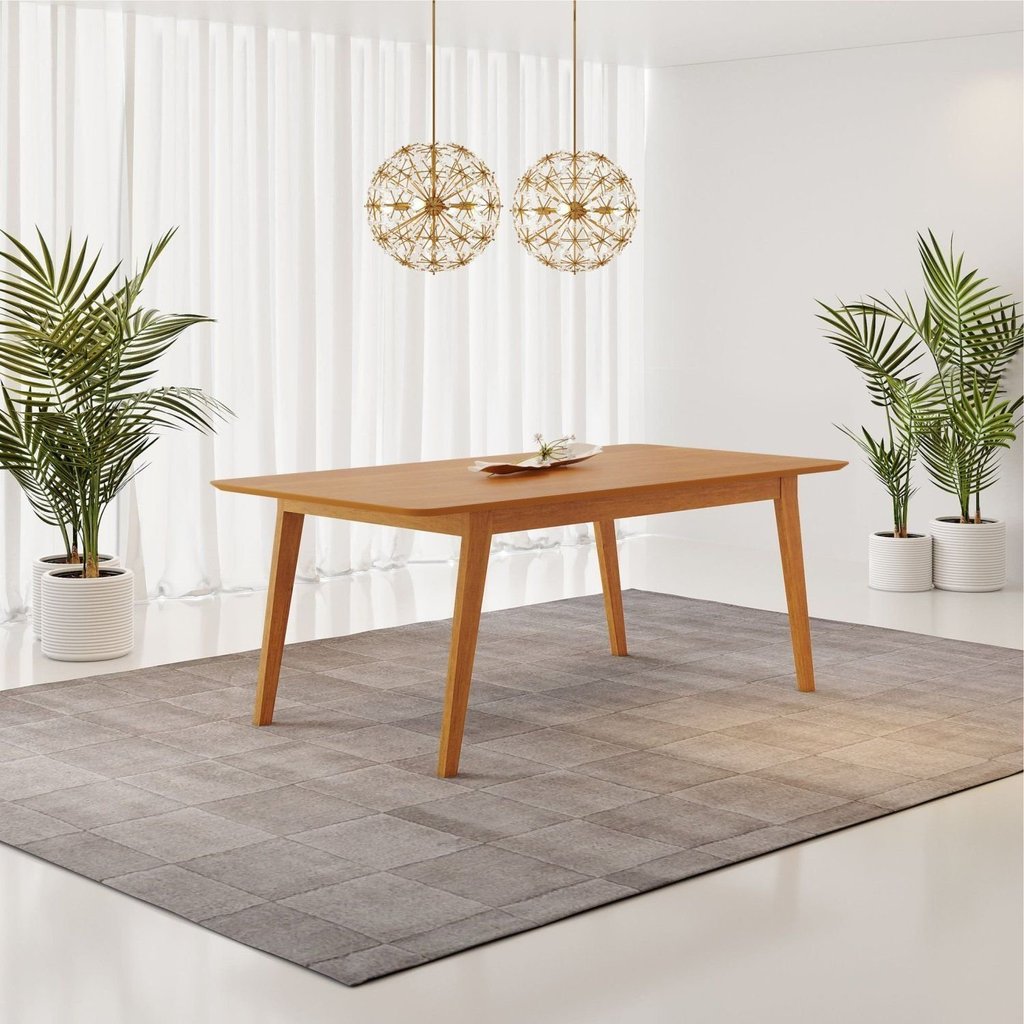 Mesa de Jantar Madeira Maciça Retangular 6 Lugares Elegance Marrom/Cinamomo Cinamomo