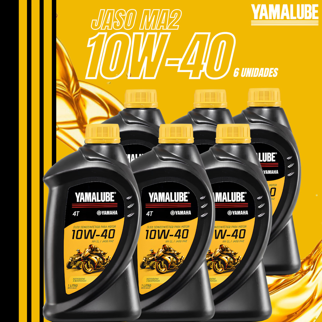 KIT 6 ÓLEO YAMALUBE 10W-40 10W40 SEMISSINTÉTICO 4T FZ25 LANDER MT03 MT07 MT09 R1 R3 XJ6 ORIGINAL