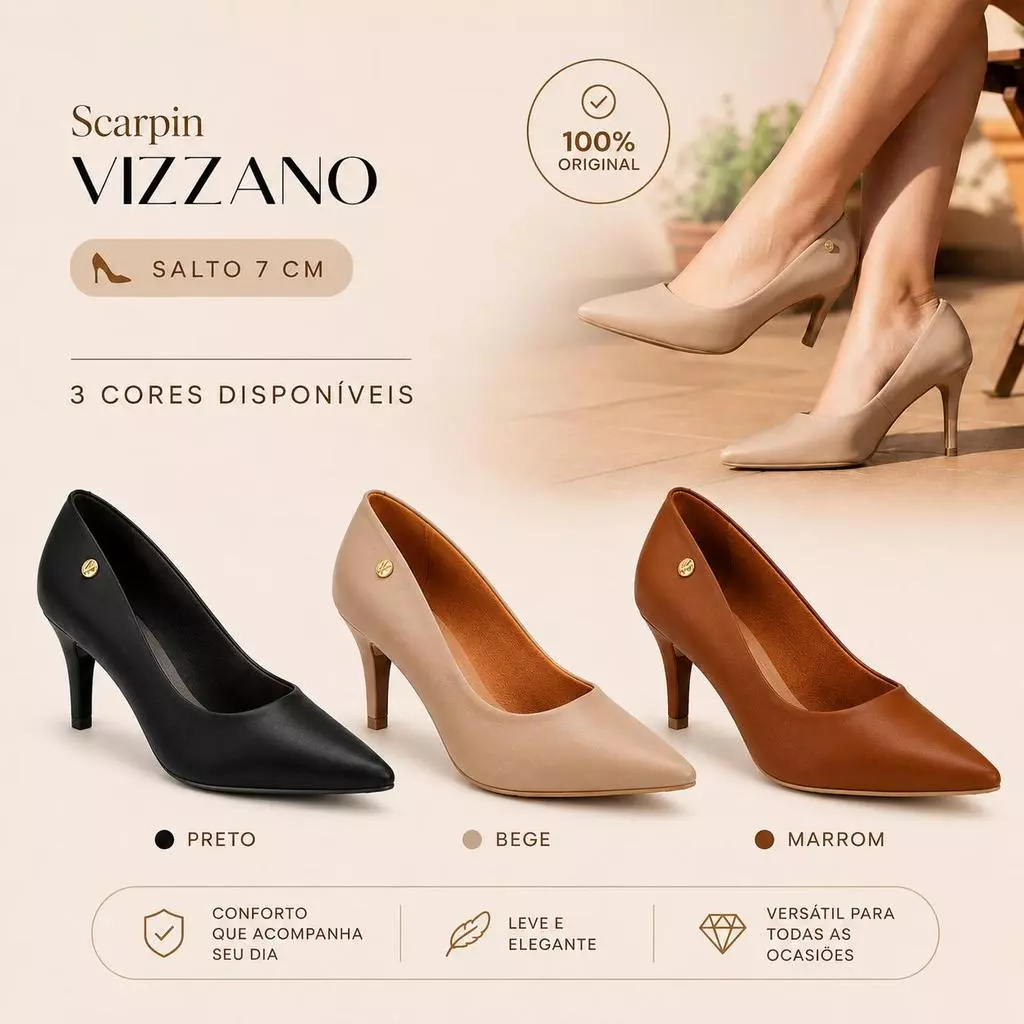 Sapato Scarpin Vizzano Salto Baixo 7 cm Com Nota Fiscal — imagem 1