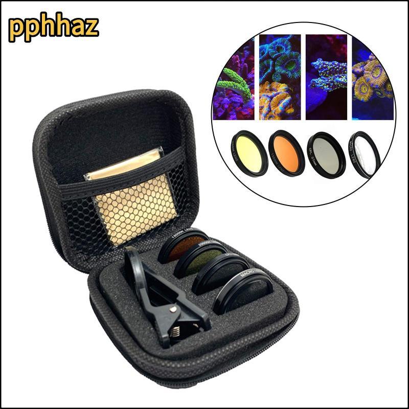 [pphhaz] Kit De Lente De Câmera De Olho De Peixe De Plástico ABS Profissional Filtro Coral Ajustável Para Fotografia Mar