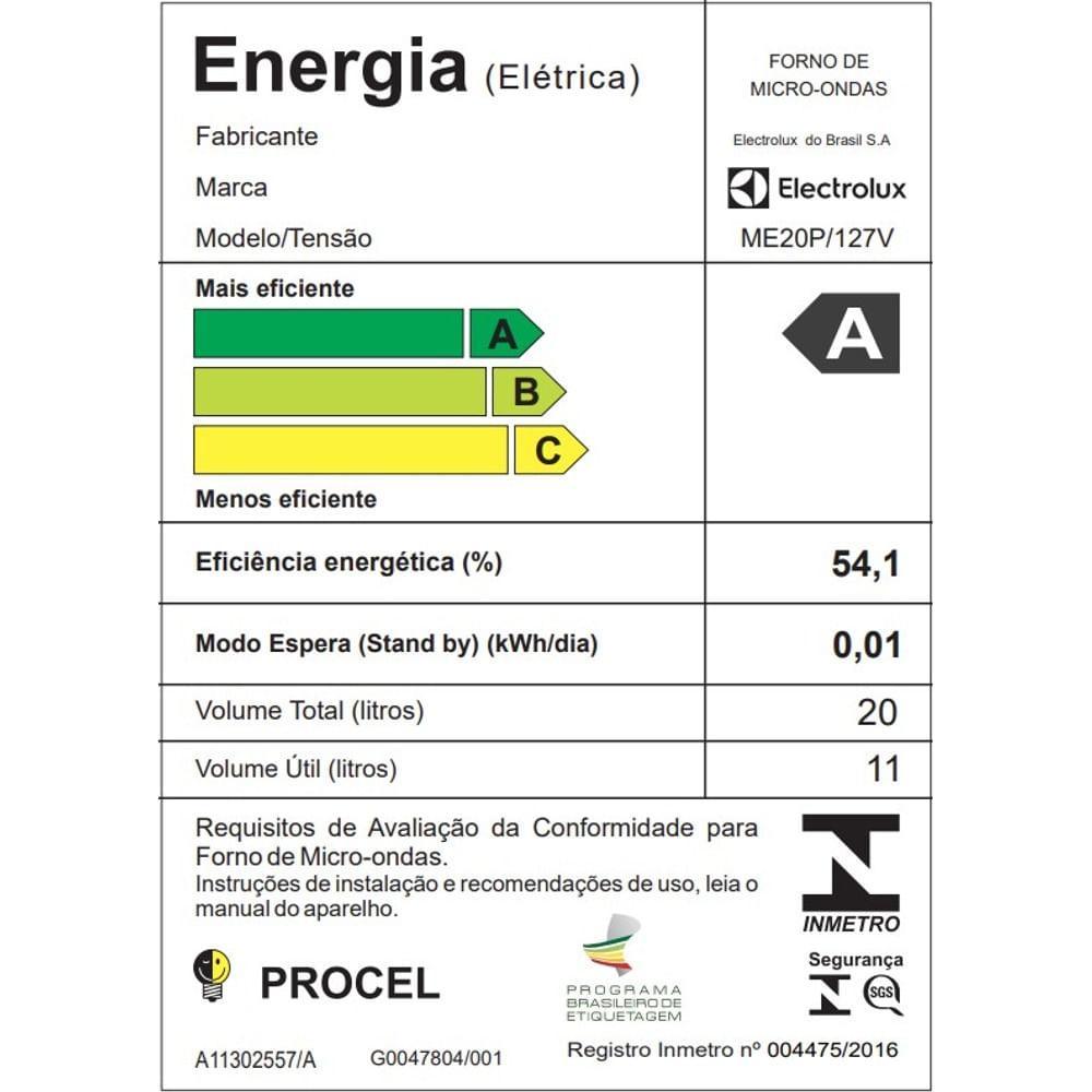 Micro-ondas Electrolux Efficient 20L Preto Função Descongelar e Receitas Pré-Programadas (ME20P) · foto 2