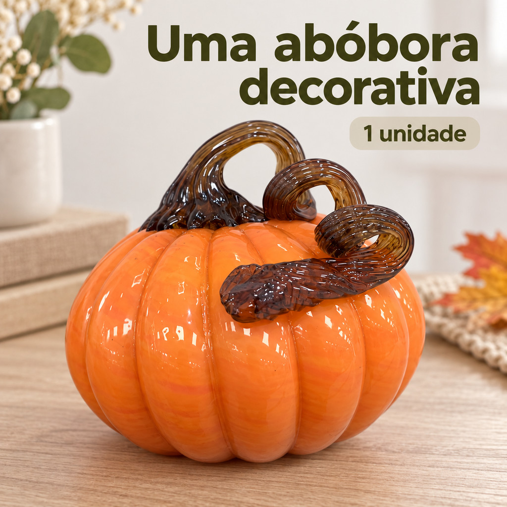 Abóbora Decorativa Laranja - Formato em Destaque para Outono e Halloween, 1 Peça