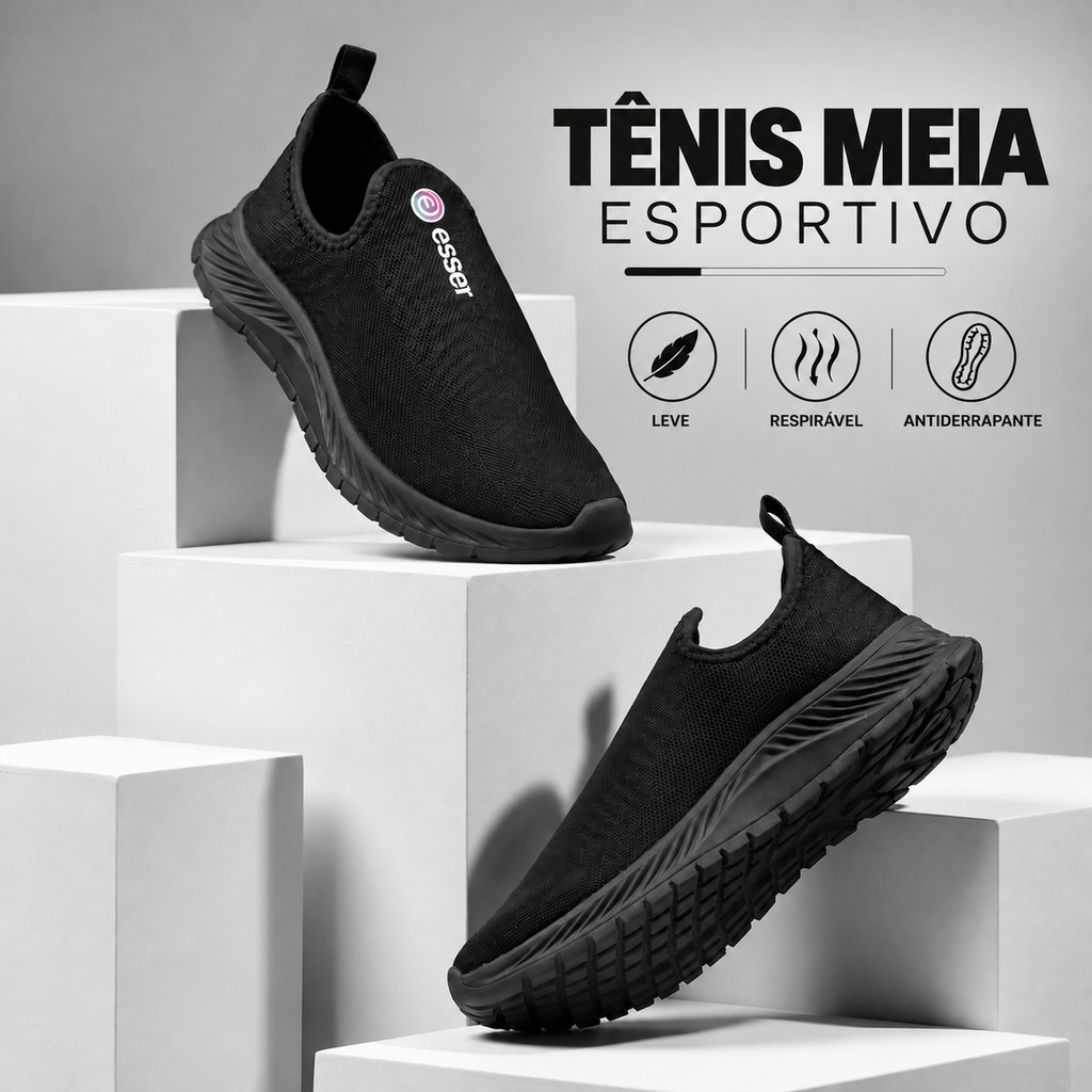 Tênis Meia Esportivo Feminino Leve Confortável Academia Caminhada