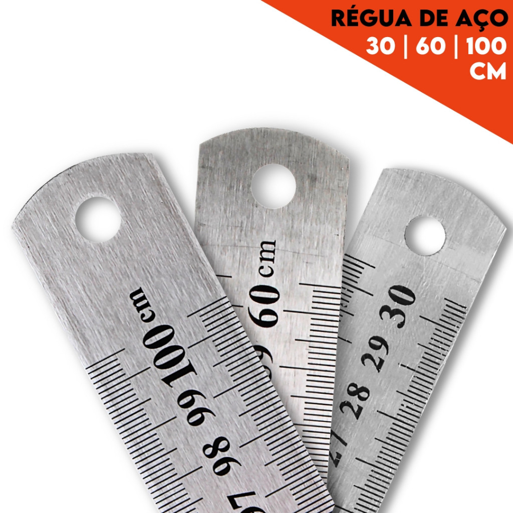 Régua De Metal - Aço Inox - Patchwork - 30 Cm/ 60 Cm/ 1 Metro - Nybc