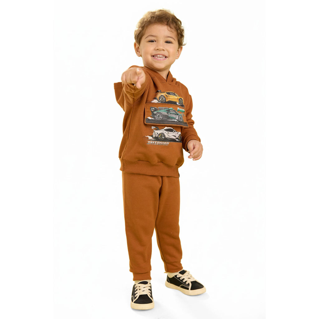 Conjunto Infantil Menino Interativo Carros Elian Marrom