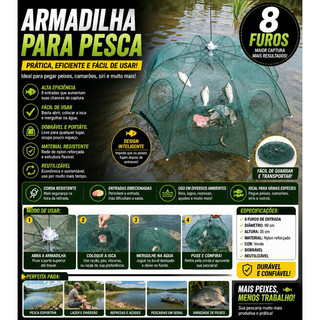 Armadilha Covo Peixe Isca Viva Lambaris Camarões