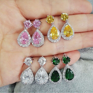 Versão coreana brincos AAA gota de água zircão brincos generosos Ruili simples brincos incrustados multicoloridos brinco