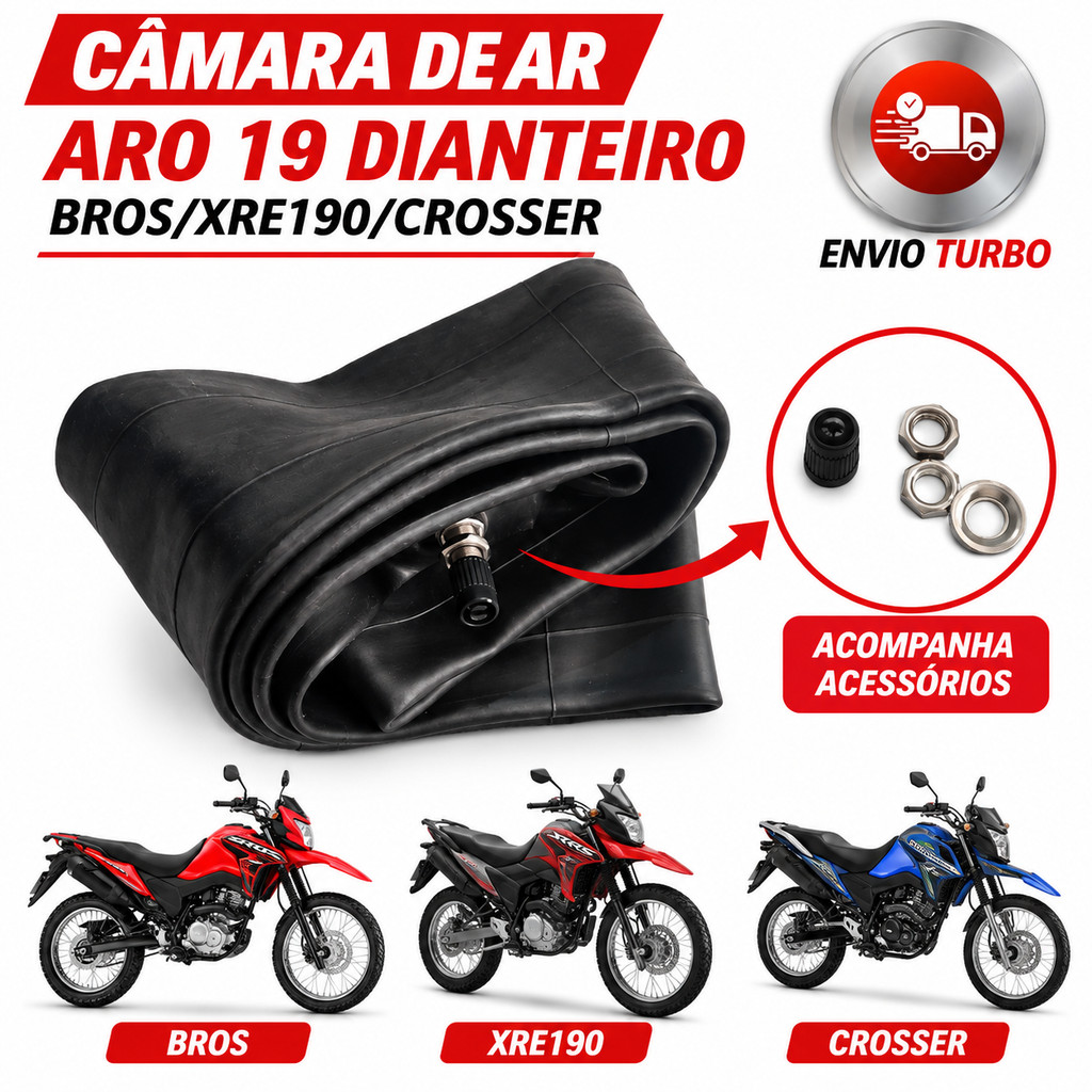 Camara Ar Moto Aro 19 Dianteira Modelo Honda Bros 125/150/160 XRE 190 Yamaha Crosser Resistente