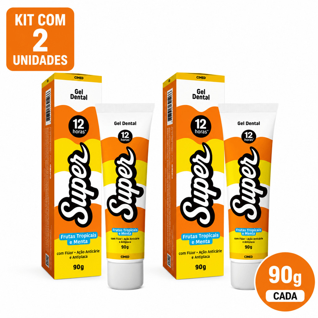 Kit 2 Creme Dental Super 12h Anti-cárie Frutas Tropicais Cimed 90g