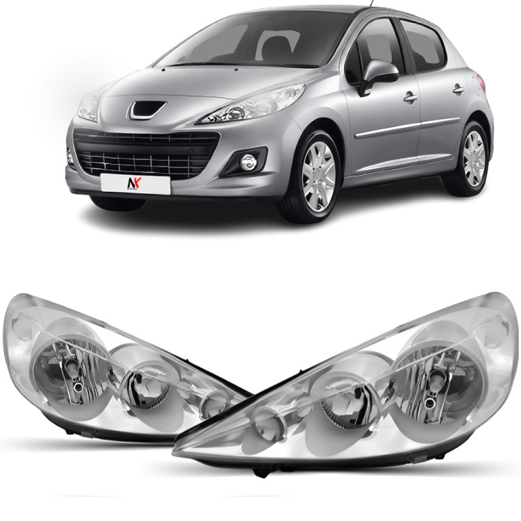 Farol Dianteiro Peugeot 207 Hoggar 2009 2010 2011 2012 13 14 2015 Cromado Duplo