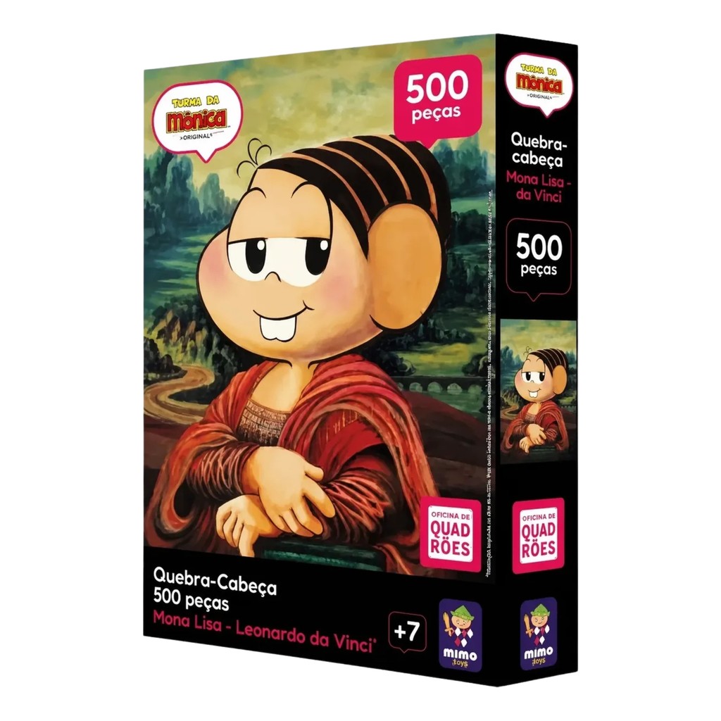Quebra-Cabeça Turma da Mônica Mona Lisa - Leonardo da Vinci 500 peças Mimo Toys - 2680