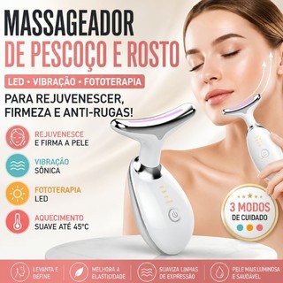 Portátil Beleza Pele Firmeza Pescoço Led Vibração Fóton Levanta A Anti-Rugas Remover Massageador