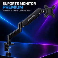 Suporte Mesa Monitor 17-30 Polegadas Articulado Giro 360° Ajuste Altura Inclinação VESA 75/100 Home Office