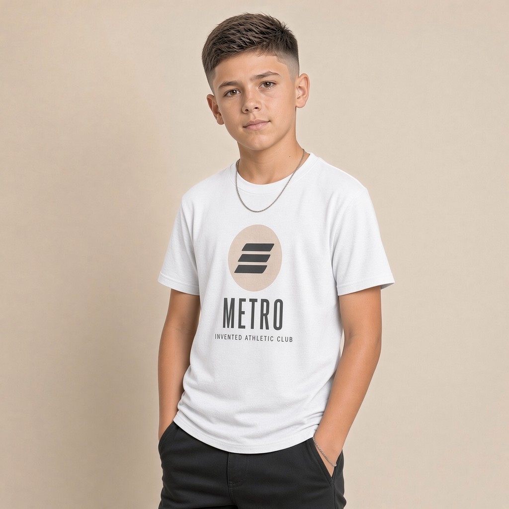 Camiseta Infantil e Jovem Estampada Metro 100% Algodão Premium Criança Personalizada Unissex Blusa Camisa Jovem