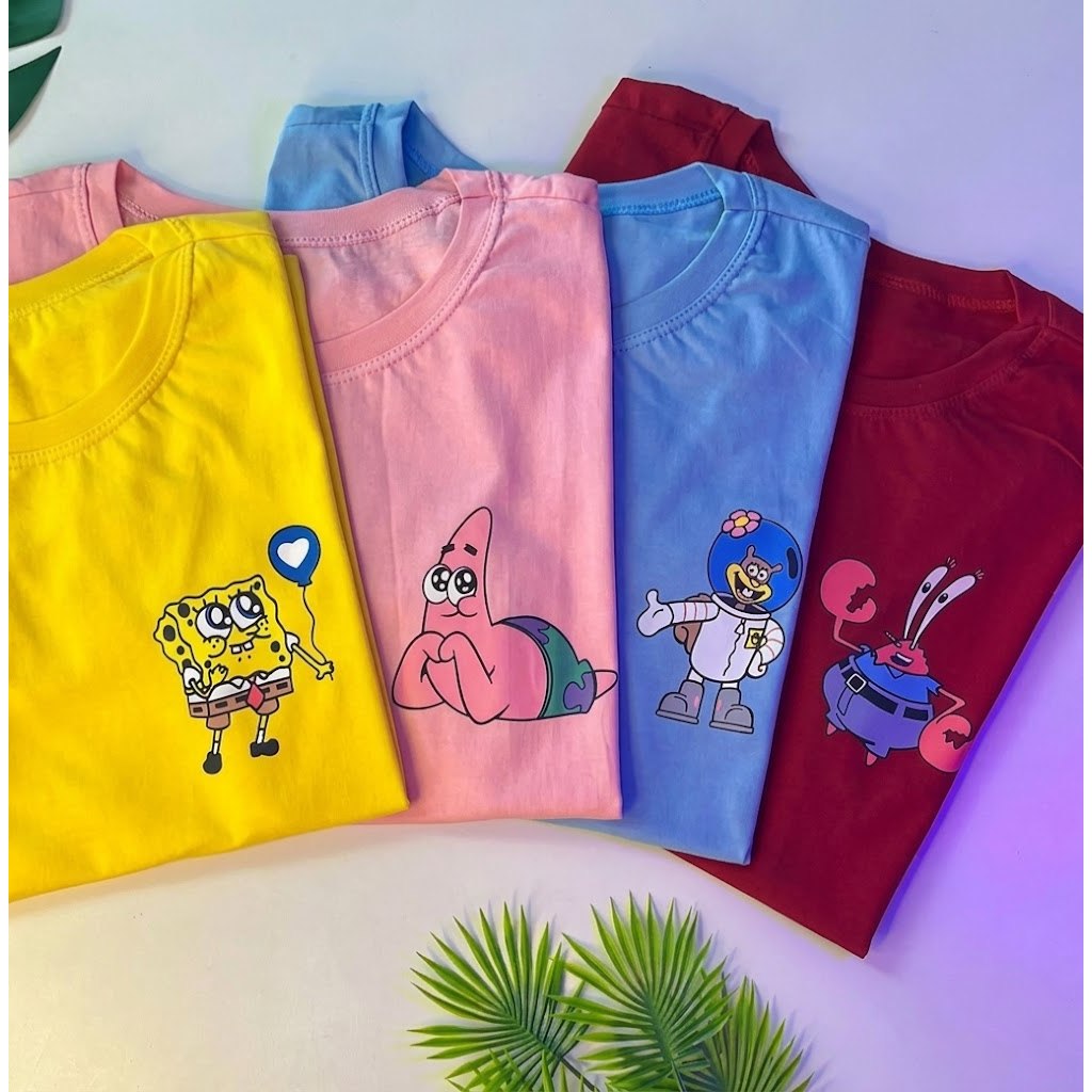 Kit 4 Camisetas Femininas Personagens Divertidos – Algodão Manga Curta Casual