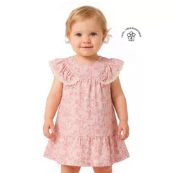 Vestido Bebê Menina Floral Com Babados Colorittá Rosa